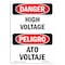 Signmission Safety Sign, OSHA Danger, 7" Height, High Voltage Bilingual Spanish OS-DS-D-57-VS-1327 - alternate 1